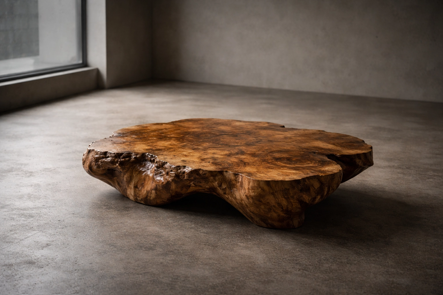 Live-edge burl coffee table